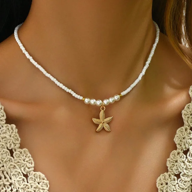 Fashionable  Natural Seashell Beaded Necklace Shell Pendant Ocean Inspired Jewelry Choker Suitable For Women Holiday Party Daily