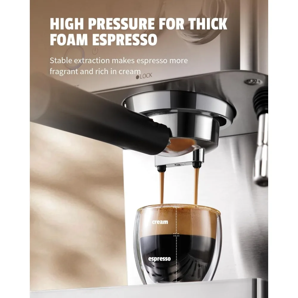 

Espresso Machine,15 Bar Fast Heating Expresso Coffee Machines with Milk Frother, Manual Latte & Cappuccino Maker for Home