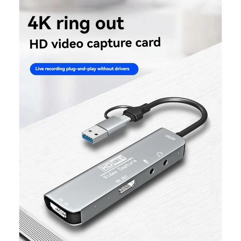USB 3.0 Video Capture Card -Compatible to USB/Type-C Game Grabber Record MS2131 for Switch /5 Live Broadcast-WDL