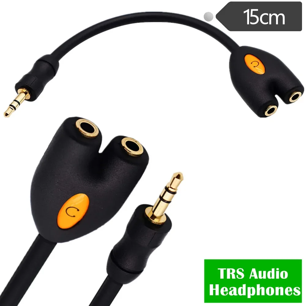 Headphone Splitter 3.5mm Audio Stereo Y Splitter Extension Cable Male to Female Dual Headphone Jack Adapter