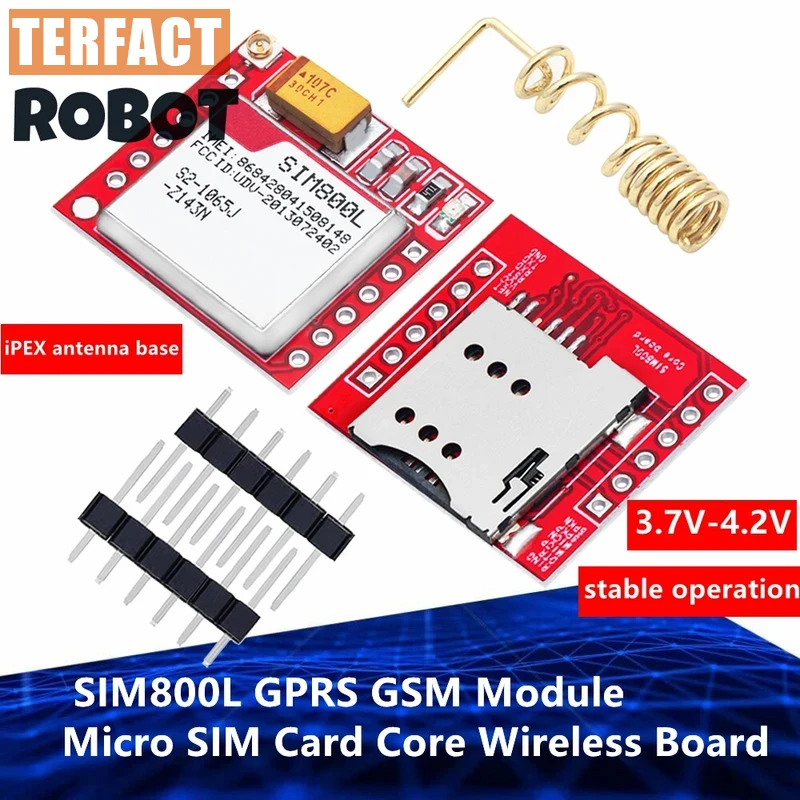 1~10PCS  Mini Smallest SIM800L GPRS GSM Module Micro SIM Card Core Wireless Board Quad-band TTL Serial Port With Antenna Diy