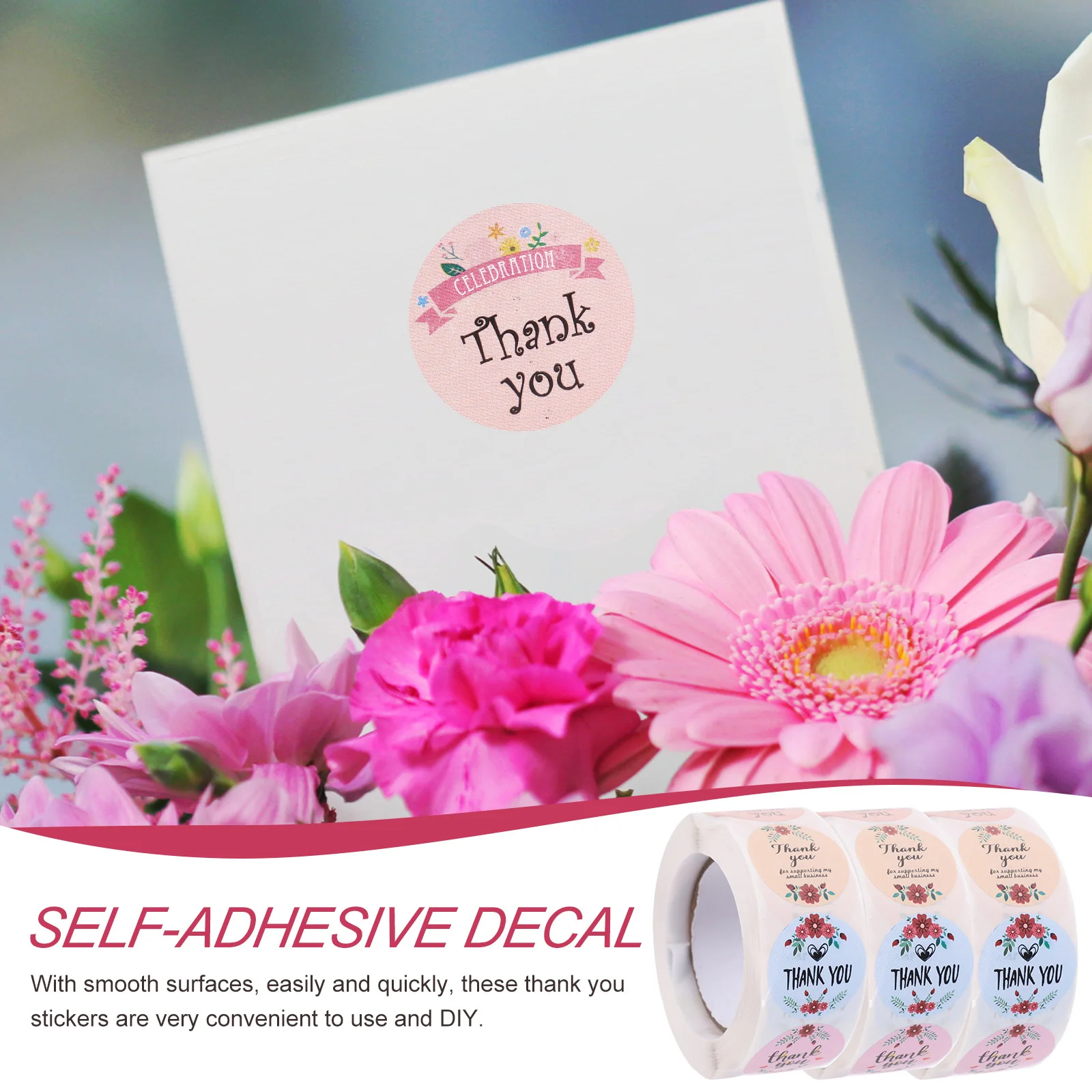 

3 Rolls Thank You Sticker Roll Gift Wrapping Bag Sealing Label Self-Adhesive Small Thank You Label Stickers Bag Sealing Stickers
