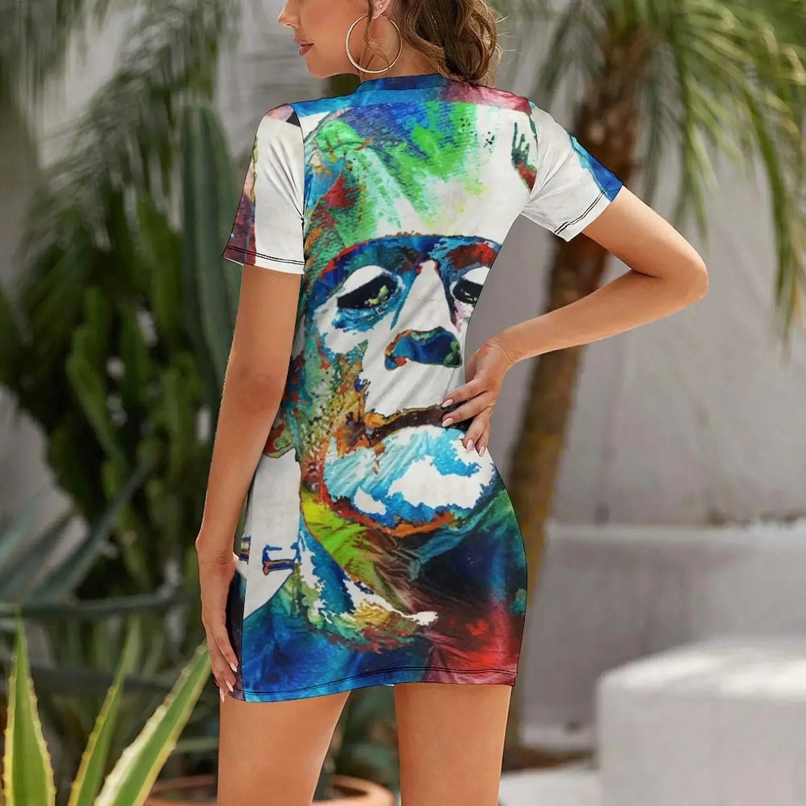 Frankenstein Art - Colorful Monster - By Sharon Cummings Short-Sleeved Dress Women's summer dresses Dress