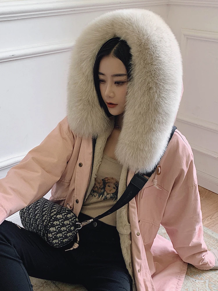 

women's outerwear Anti-seasonal winter parkas 2023 new fox big fur collar detachable rex rabbit fur liner fur coat long section