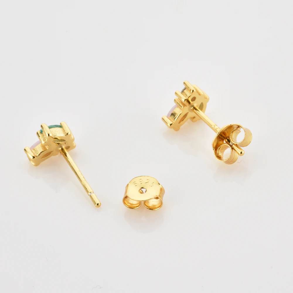 ANDYWEN 925 Sterling Silver Gold Rainbow CZ Three Zircon Rainbow Stud Earring Piercing Pendiente Luxury Jewelry For Women