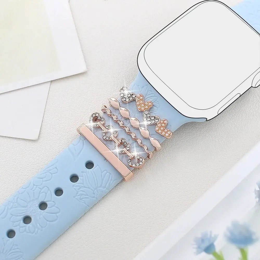 زخرفة حزام الساعة المعدنية على شكل قلب أداة زخرفية حزام المعصم سحر الأزياء اليعسوب لفرقة ساعة أبل