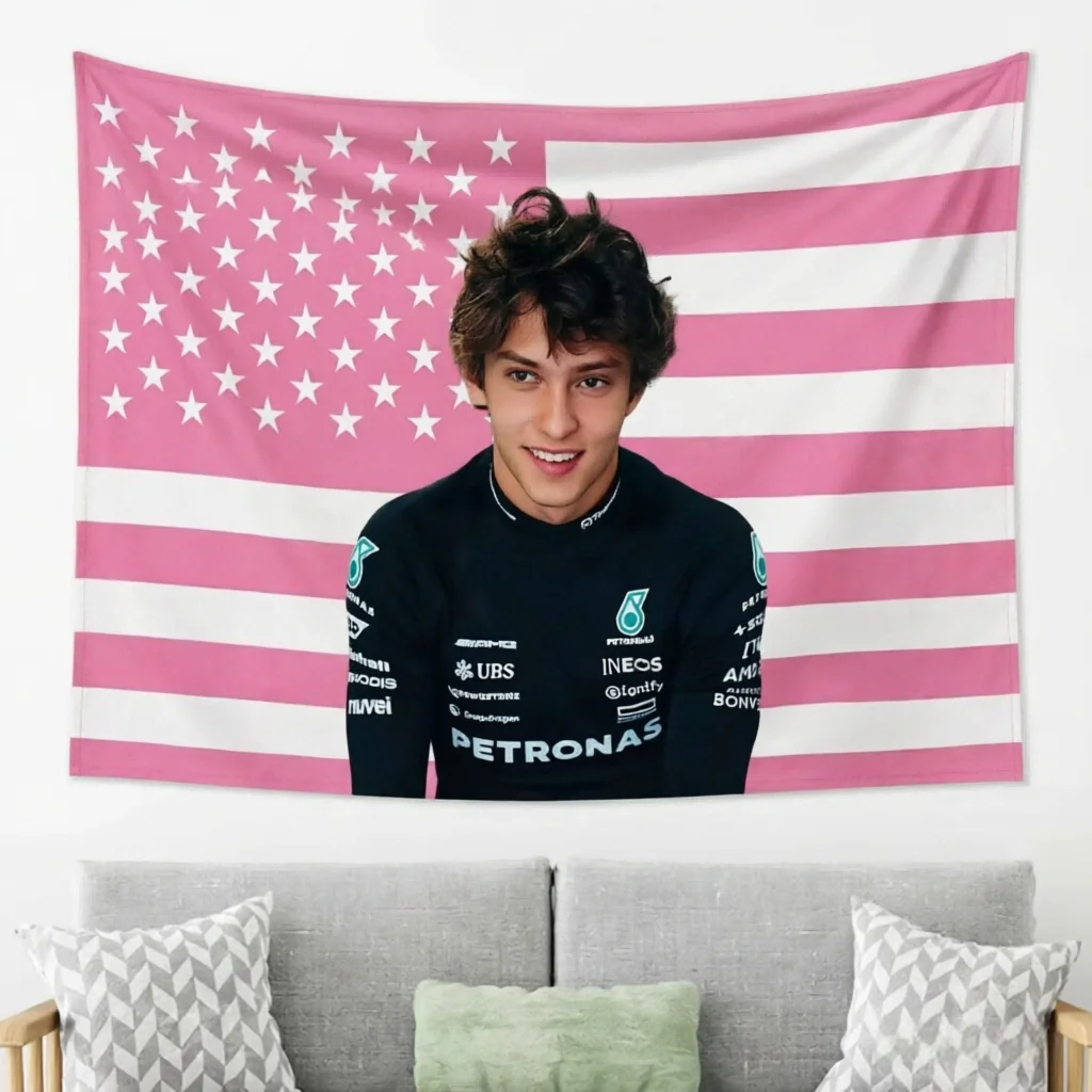 1pc K-Kimi A-Antonelli Racing Tapestry, Pink Stripe Flag Wall Hanging, Ideal for Motorsport Fans Bedroom Dorm Game Room Home