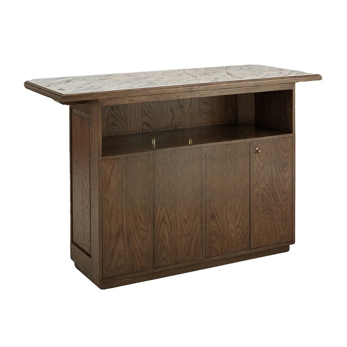 

American retro solid wood wine cabinet European marble bar table household partition checkout page