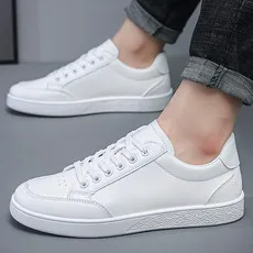 [Longkang-G138] Nuevos zapatos blancos para hombre, zapatos de moda, zapatos deportivos informales de cuero para hombre