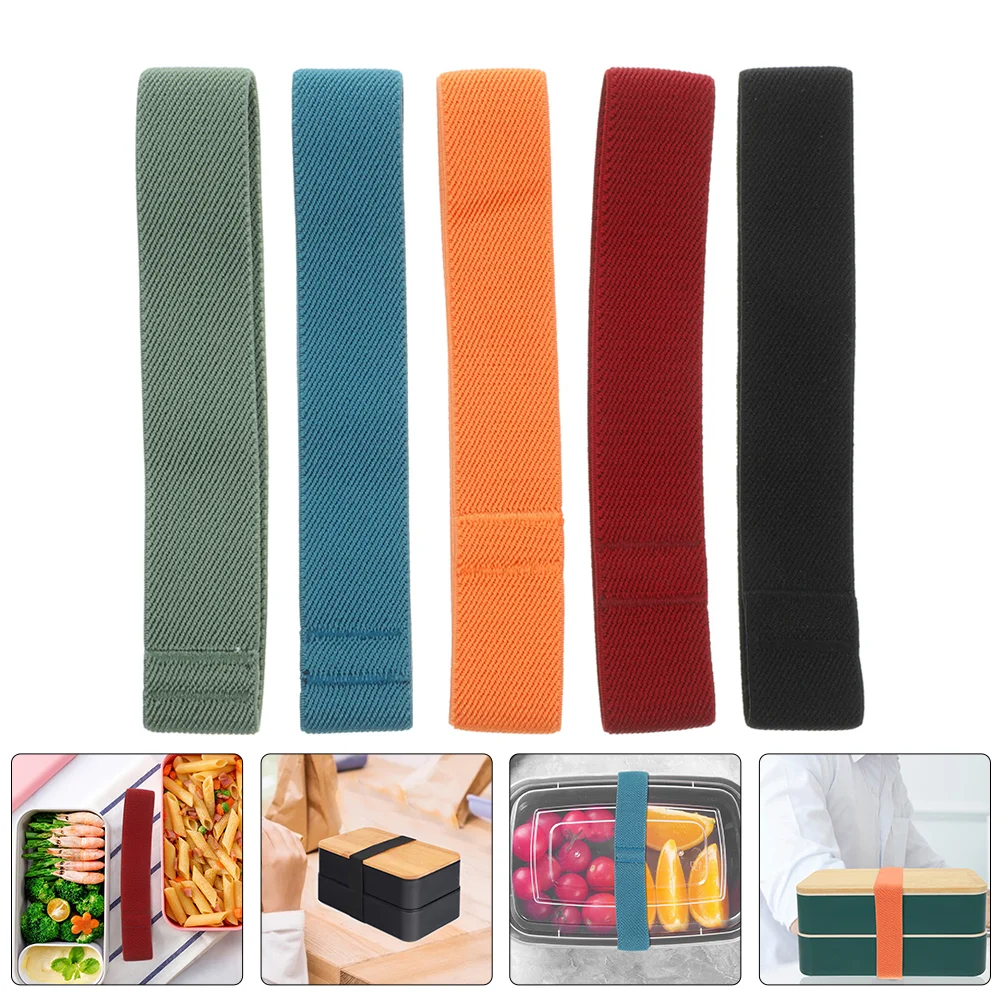 4pcs/5pcs Elastic Bento Straps Fixing Rope For Lunch Box Bento Food Container Bands Adjustable High-Stretch Lunchbox Strap Ropes
