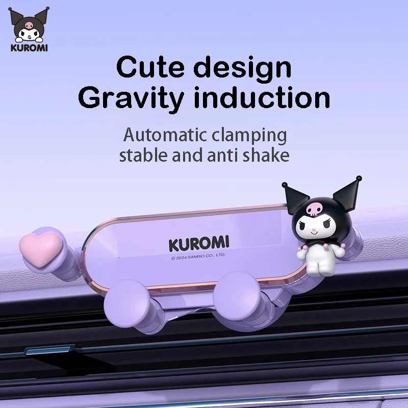 Sanrio Kuromi Car Creative Smartphone Gps Holder Gravity Car Airs Outlet Navigation Bracket Interior Ornaments Decoration Gift