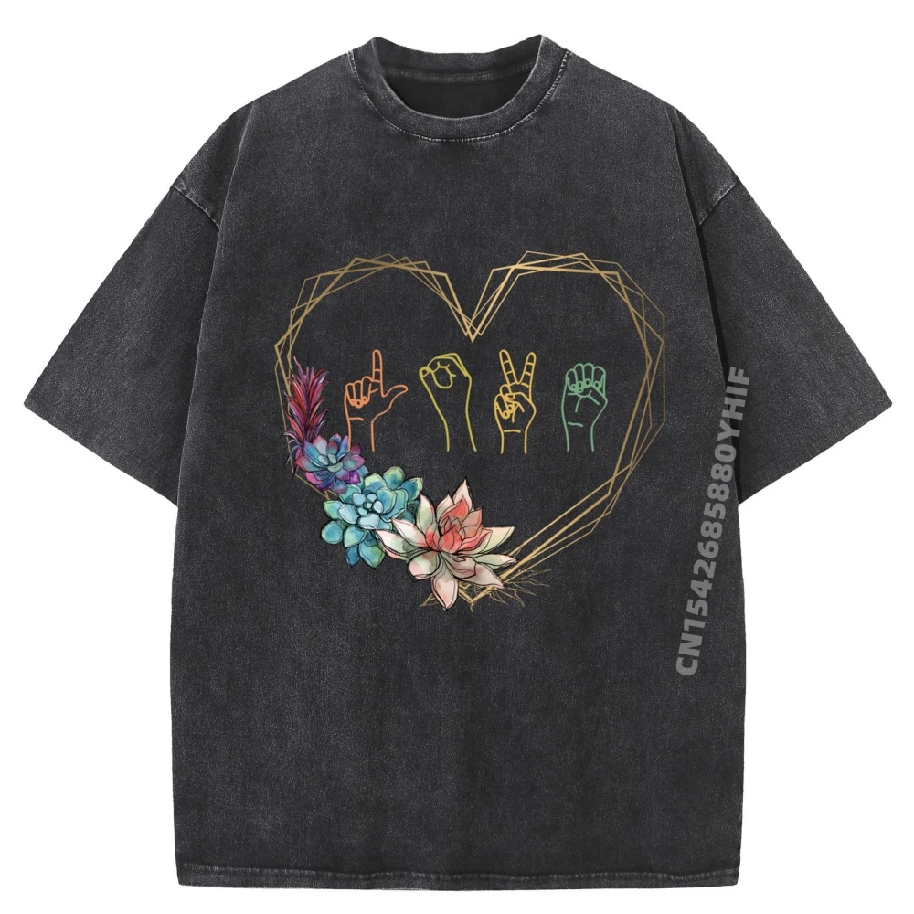 

Футболка с рисунком, мужская мягкая стираная рубашка, язык жестов любви, мужская футболка с цветочным сердечком, роскошный дизайн, мужские топы с принтом