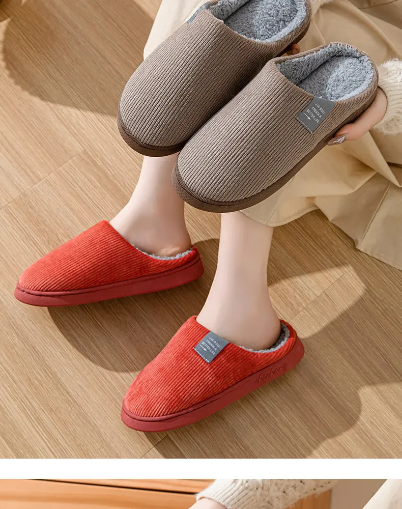 NEUE Damen- und Herren-Hausschuhe, Lässige Dicke Weiche Hausschuhe, Plüsch-Hausschuhe, Rutschfeste Thermo-Hausschuhe, Winter-Flachschuhe für Drinnen – Detail 13