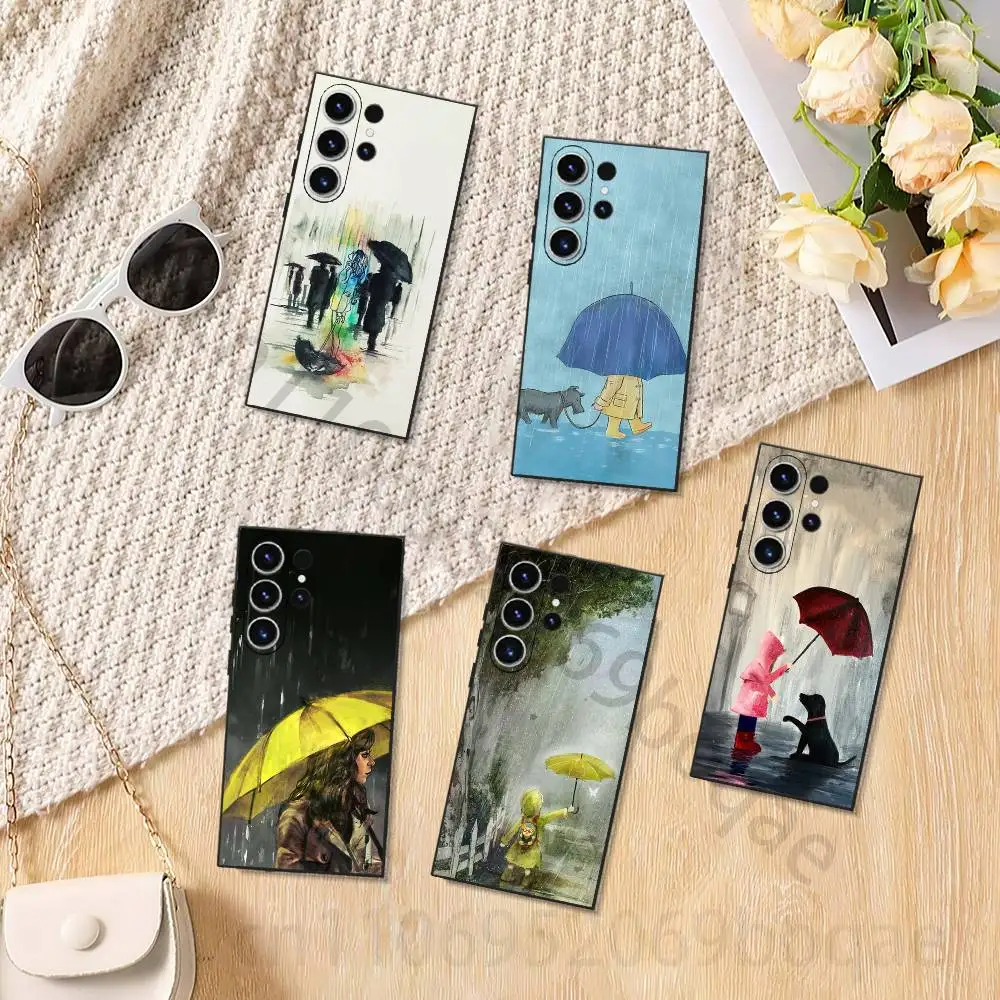 Strolling in the rain Phone Case for Samsung Galaxy S20,23 Ultra S24,22 Plus S25,26,21FE TPU Cover