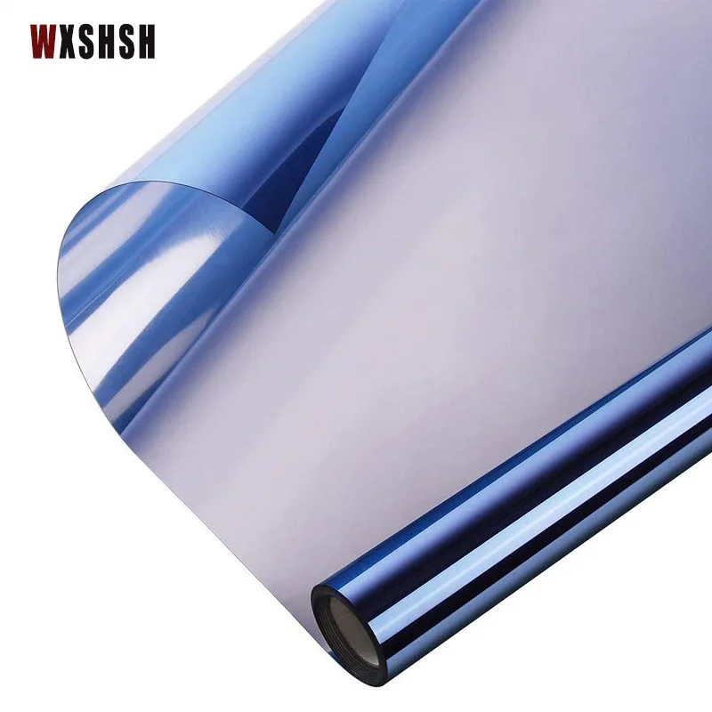 Window decoration Heat Insulation Adhesive vinyl Reflection Privacy Protection Stained glass Tinting film Dark Blue Silver 4m