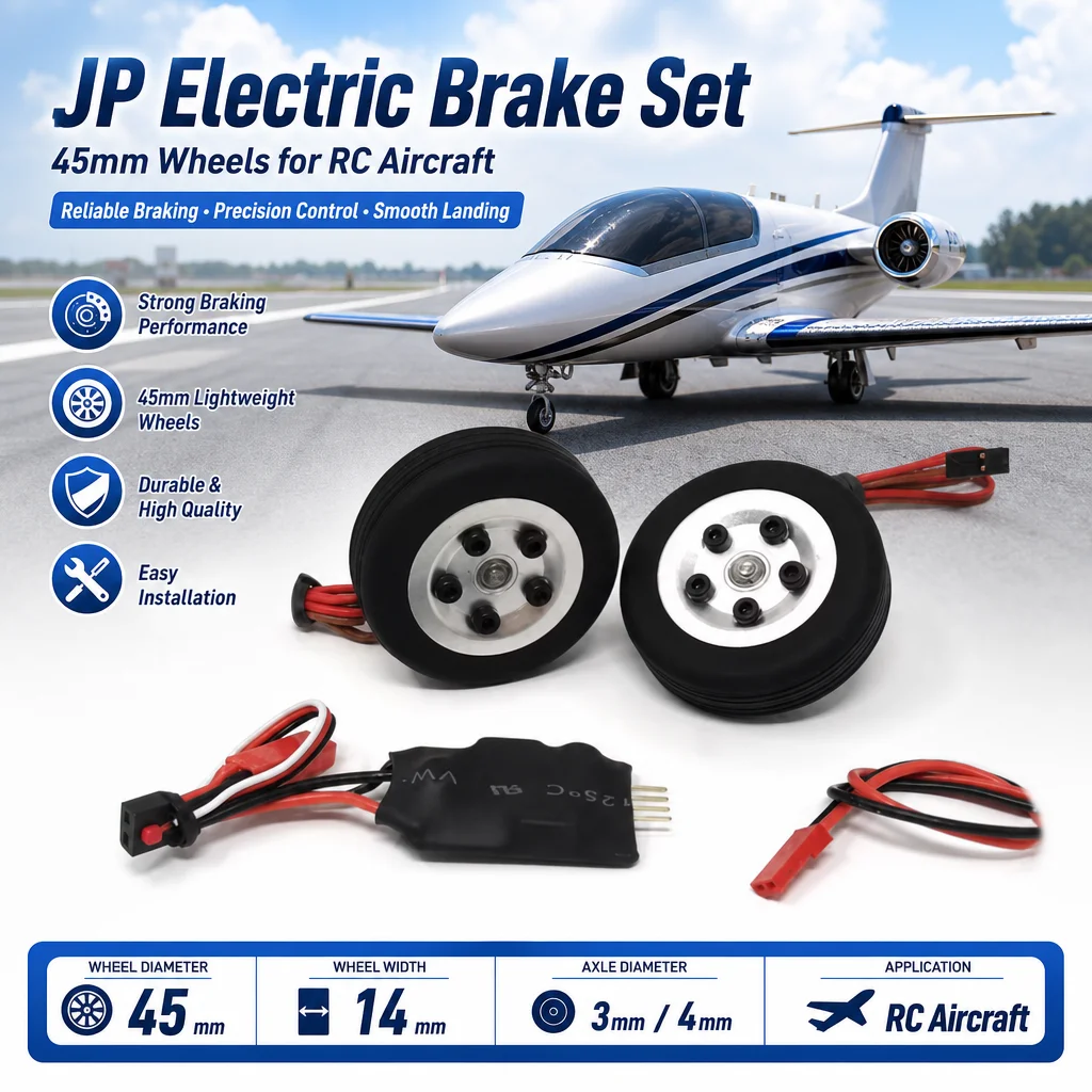 JP Electric Brake Set 45mm 14mm Wheels 3mm 4mm Axle for RC Aircraft