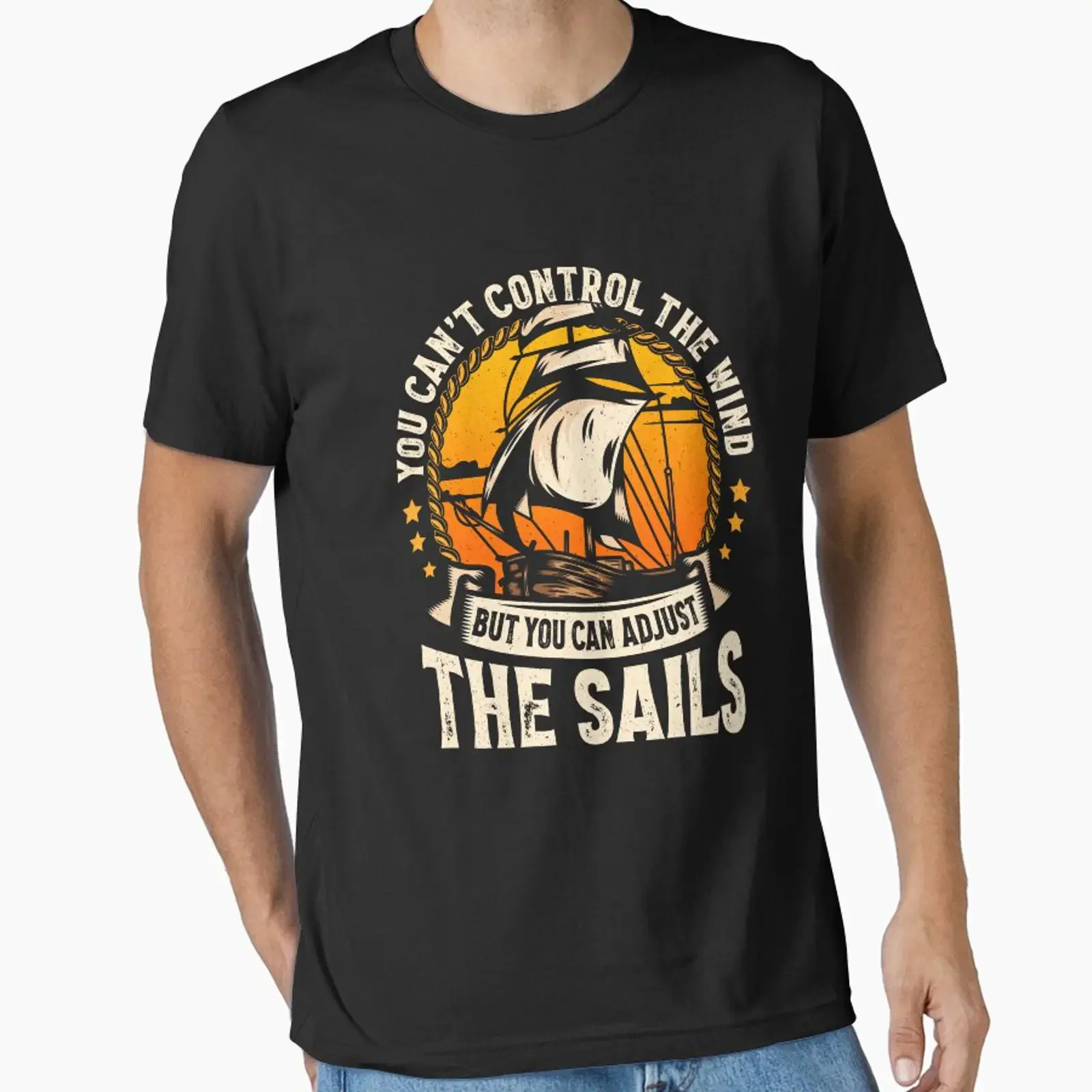 Sailing Ship Boats Boat Kayak Pontoon Boating Captain Sailor designed and sold by LAWRENCE MORROW vintage Washed fashion