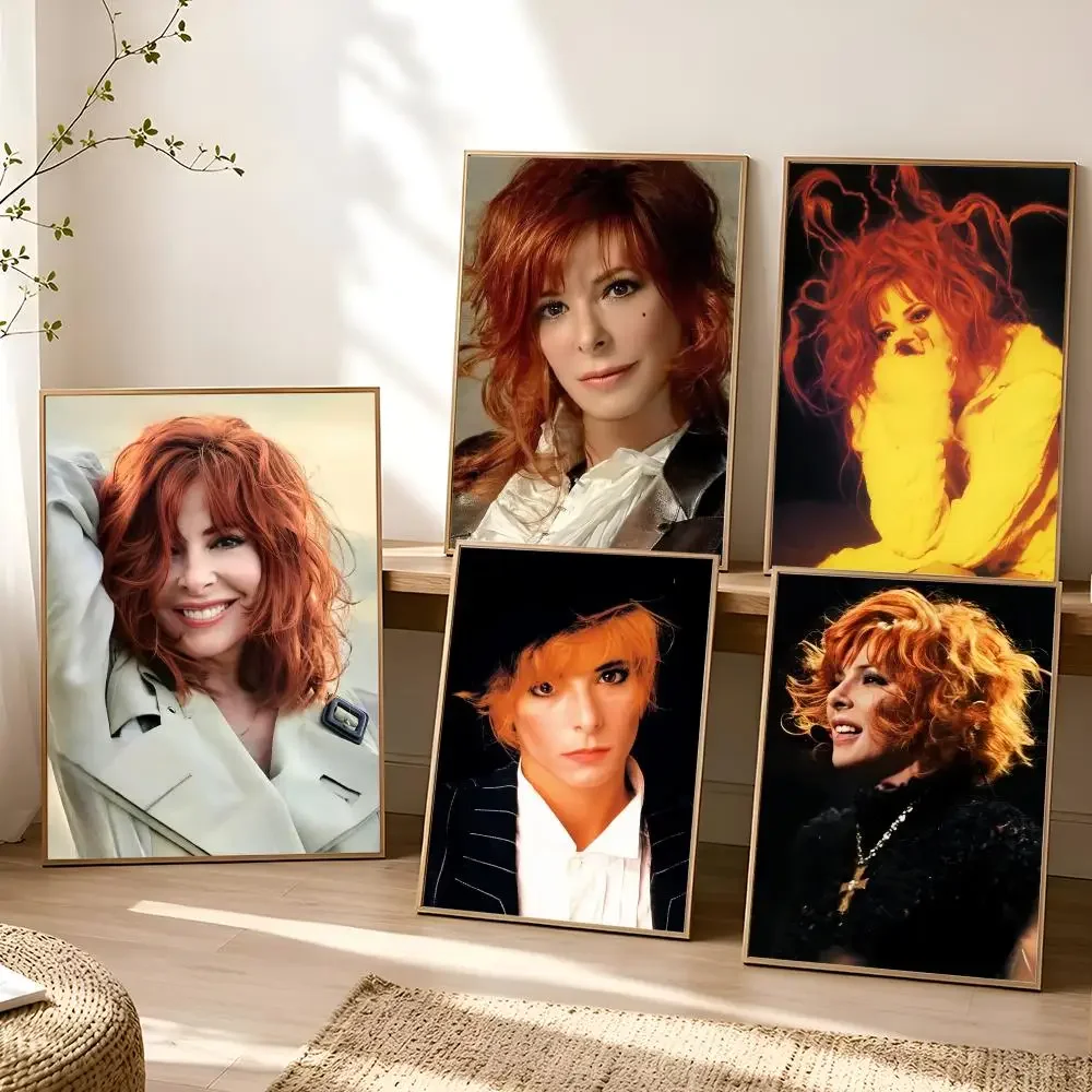 M-Mylene Farmer France Singer Poster Stickers Painting Self-Adhesive Mural Wall Decals for Bedroom Living Room Home Decor Gift