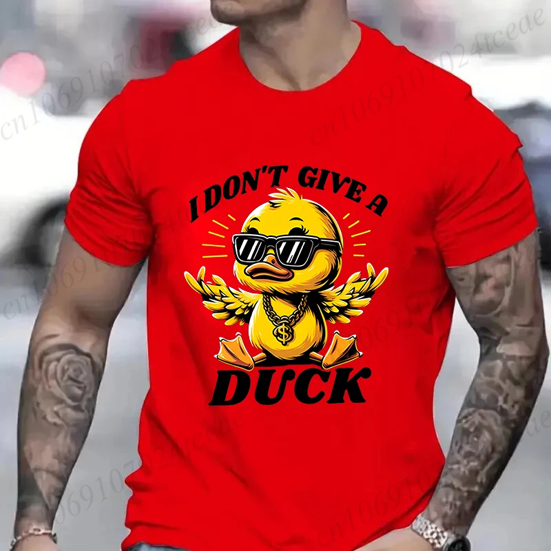I Don\'t Give A Duck Men\'s T-shirt Funny Trendy Short Sleeve Tees Shirts Fashion Harajuku Graphic Tops Oversized Male Clothing