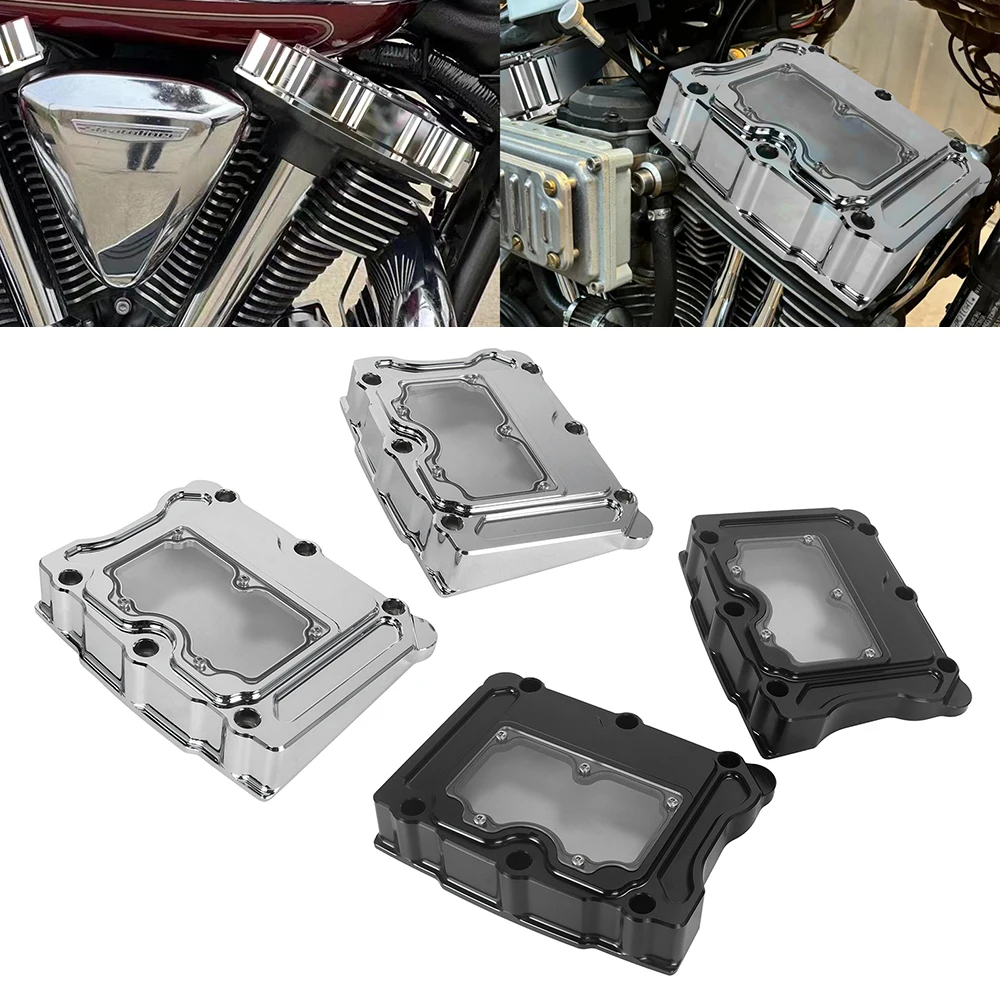 

Мотоциклетная верхняя крышка рокера двигателя с ЧПУ Cut Clarity, черная/хромированная для Harley Twin Cam Low Rider FXDL FLHX FLHR FLTR FLHT