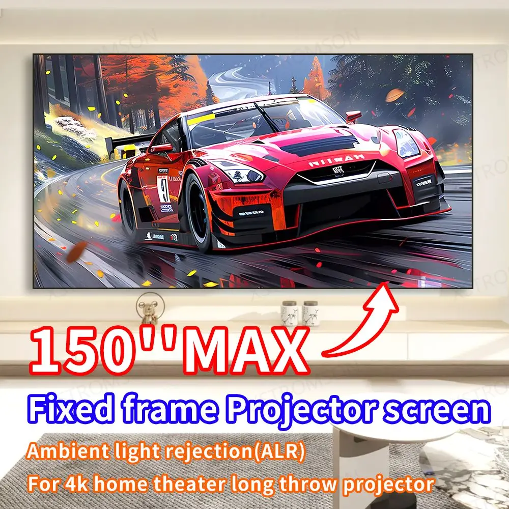 

150 Inch Max ALR Black Diamond Projector Screen Ambient Light Rejecting Fixed Frame 1CM Ultra Narrow Bezel CLR 8K 3D Projection