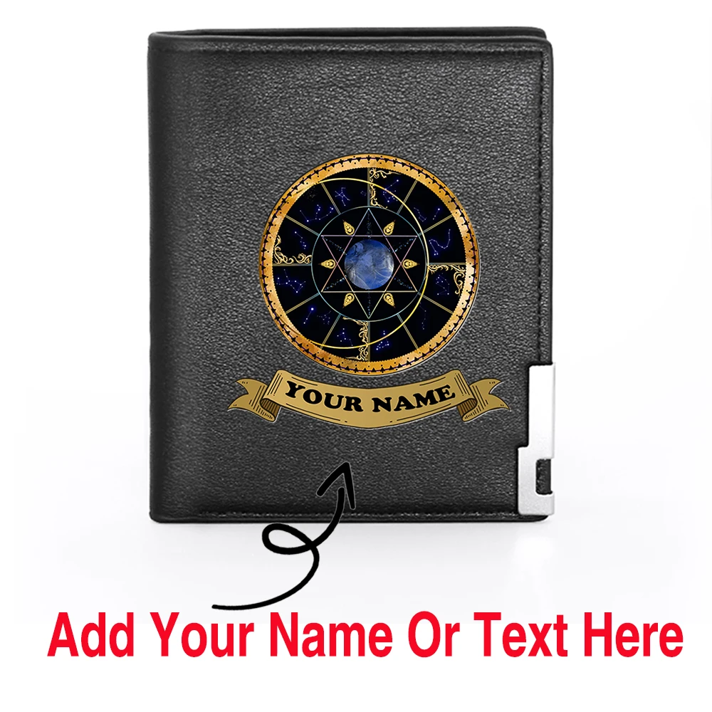 Design classico personalizzato per astrologia vintage Personalizza il tuo nome o testo Portafoglio corto porta carte da uomo