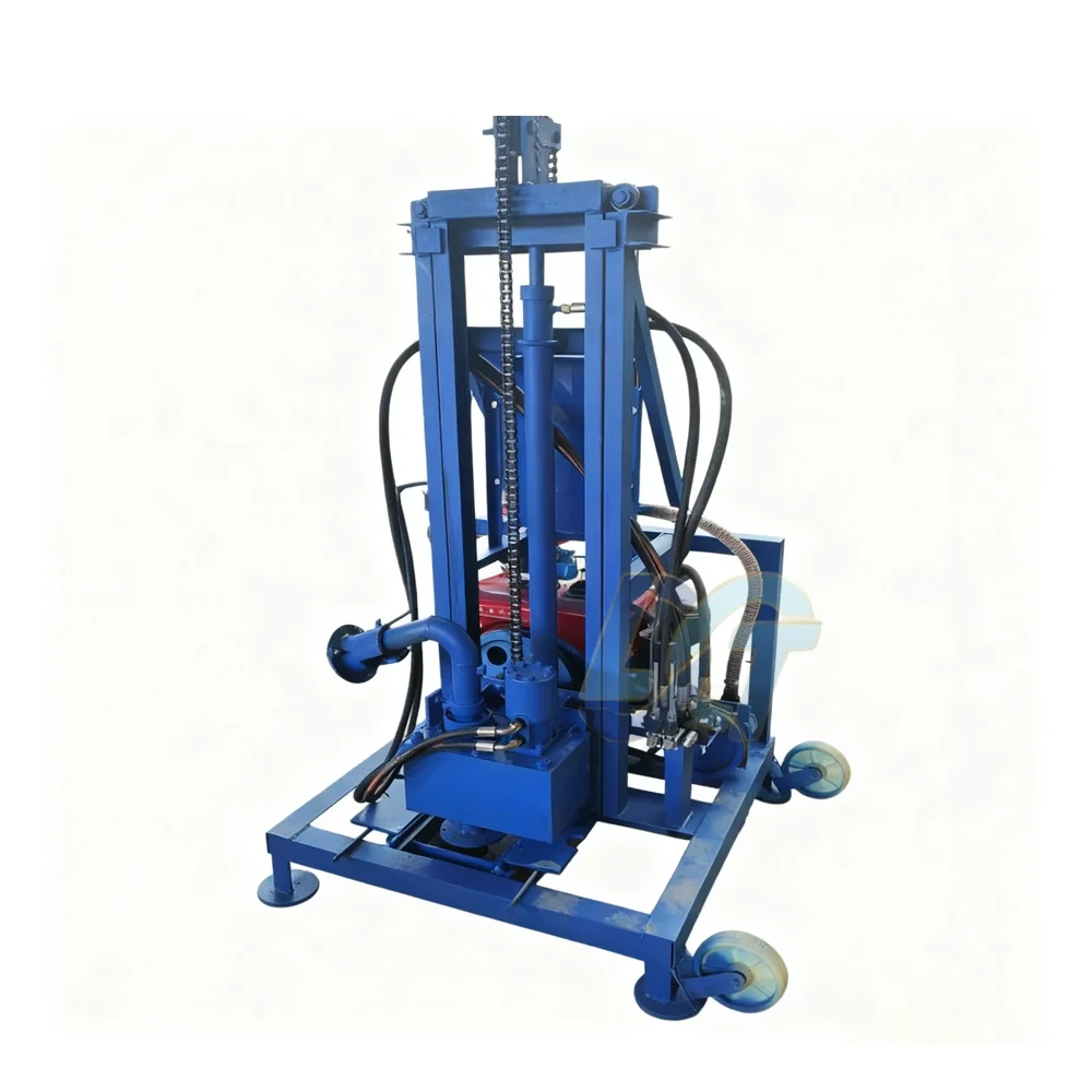 Factory Sale Portable  8HP 22HP Diesel Wheels Rotary Well Drilling Machine Hydraulic Ground Deep Water Well Drilling Rig