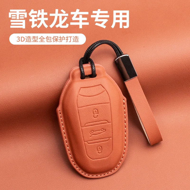 Leather all inclusive key set bag For Citroen C5X C6 AIRCROSS C5 Car Remote control protective shell