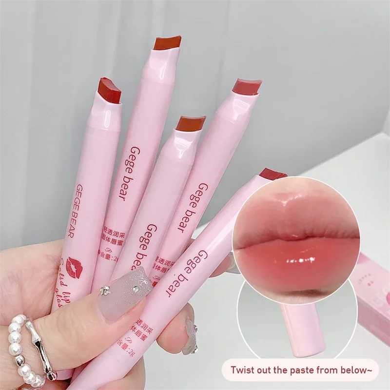 Curved Design Moisturizing Lipstick Pen Easy To Color Smooth Long Lasting Clear Lipgloss Korean Lip Makeup Cosmetics 6 Colors