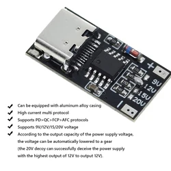 PD/QC/AFC Type-C Decoy Board USB Boost Module 9V 12V 15V 20V Fast Charging Voltage Protocol Trigger Board PD3.0/2.0 FCP AFC