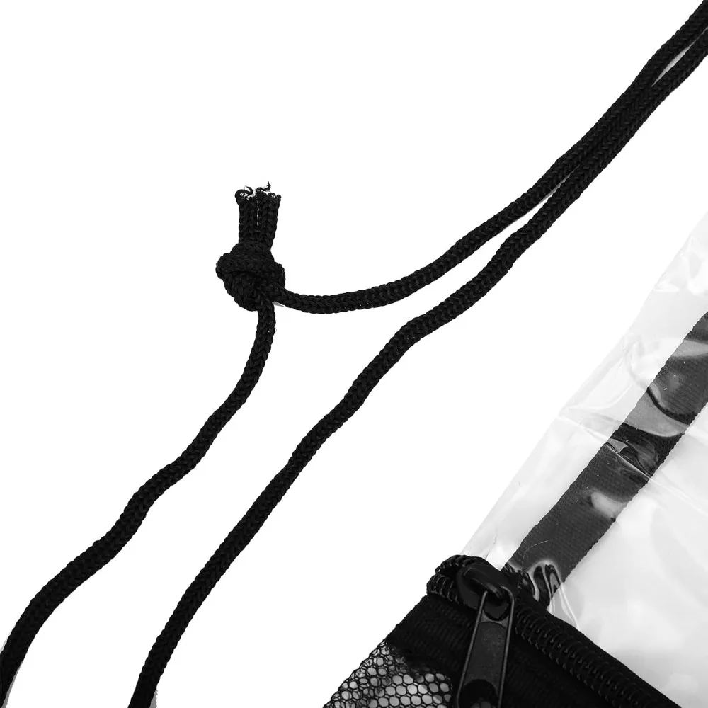 2 Pack Durable Black Drawstring Backpack Mesh Pocket EVA Transparent Cinch Bag Portable See Through Pouch Beach