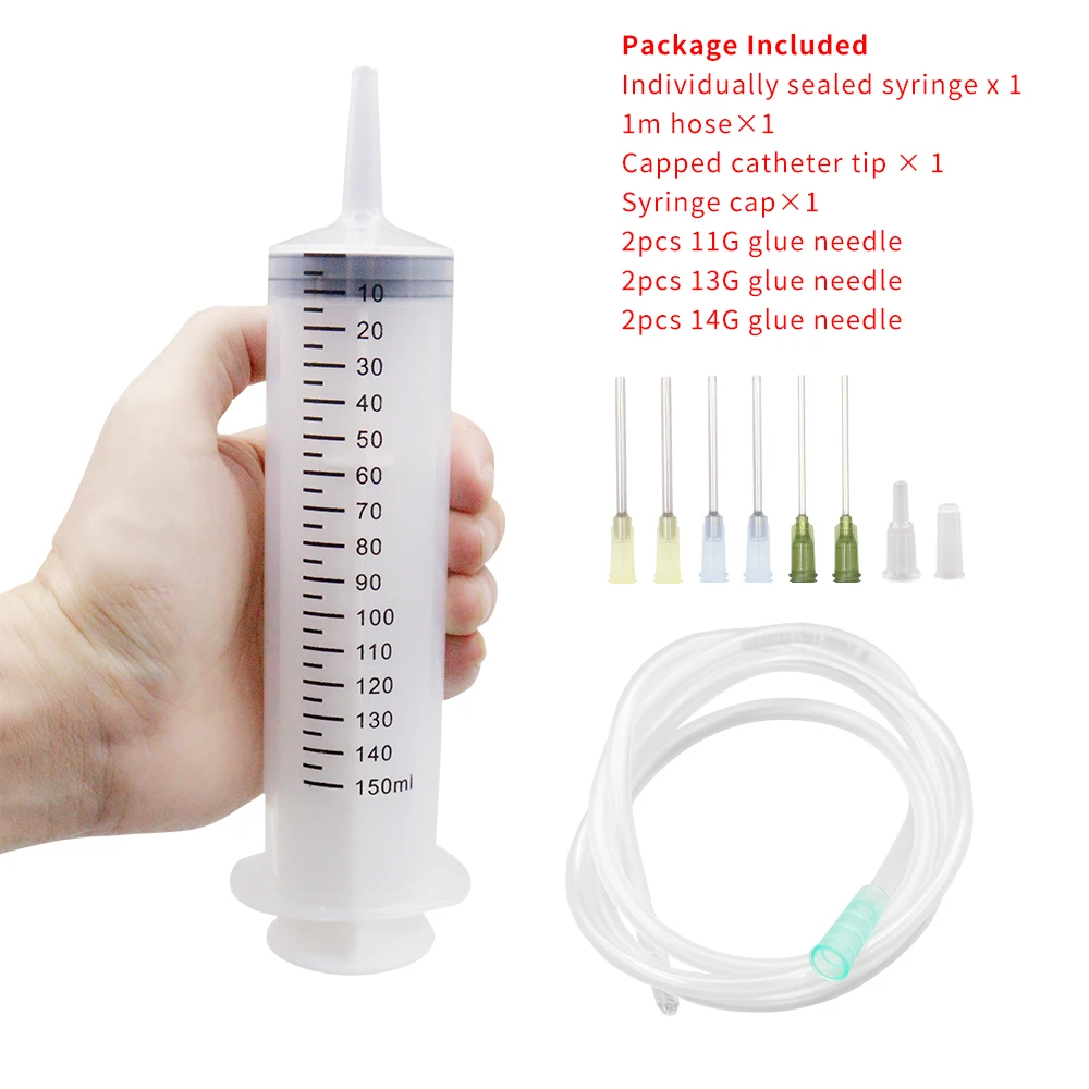 100–550 ml große Spritzen mit Tube für flüssige Kunststoffspritzen mit Spitzenkappe zum Abgabe von Kleber, Bewässerung, Nachfüllen, Füttern