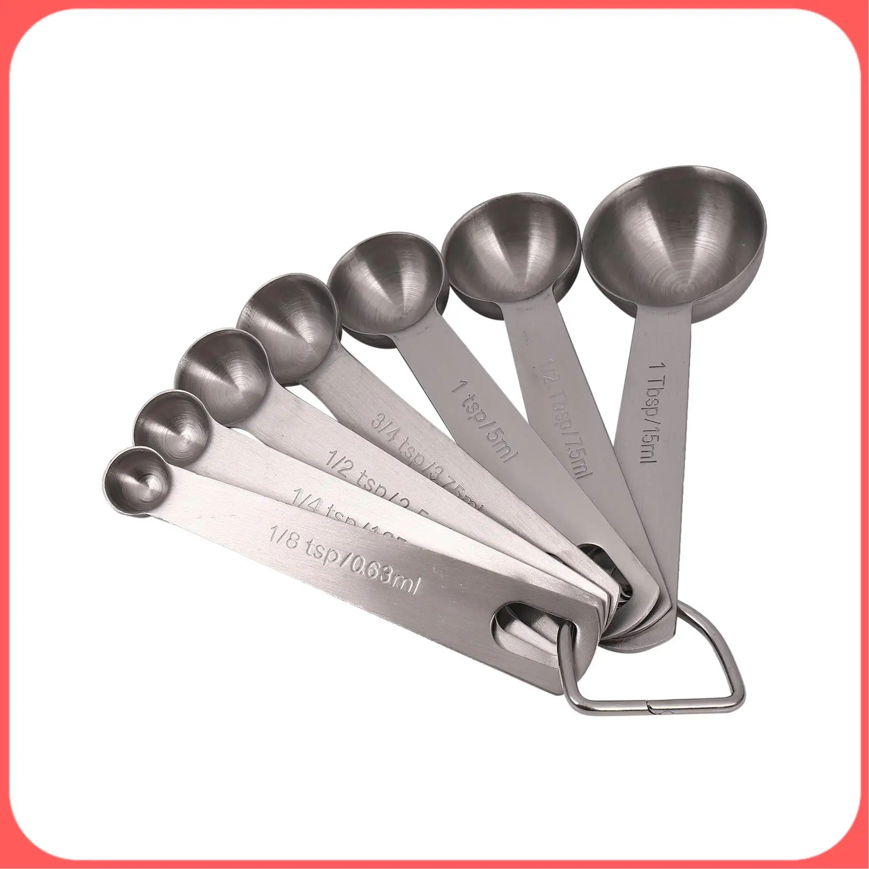 AA89-Juego de cucharas medidoras de acero inoxidable, 7 cucharas medidoras apilables para ingredientes secos y líquidos, cocina marcada grabada para hornear