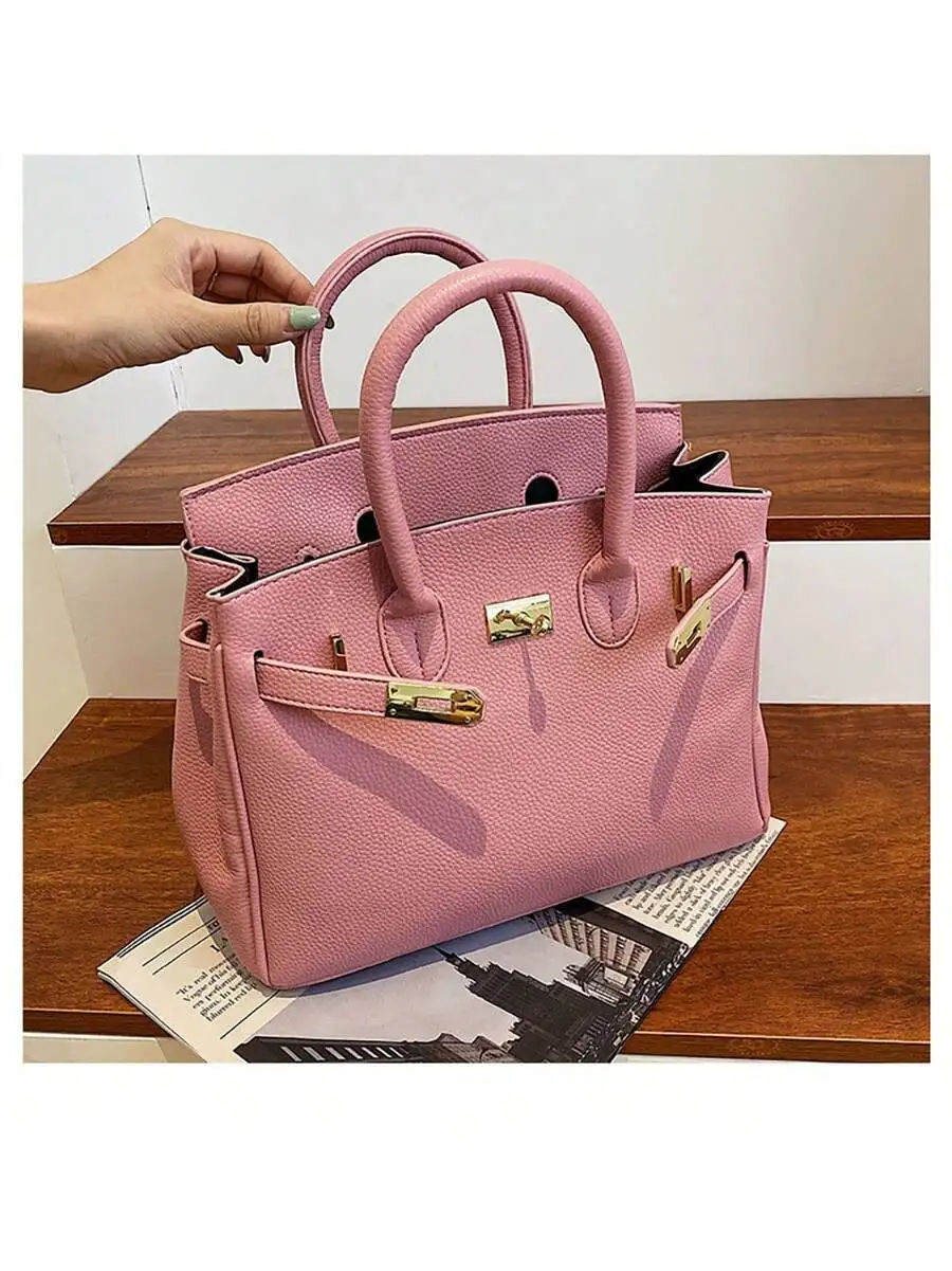 حقيبة بلاتينية بنمط ليتشي ، مادة PU ، حقيبة ذات سعة كبيرة للنساء ، الموضة والاتجاه ، حقيبة يد بتصميم حساس