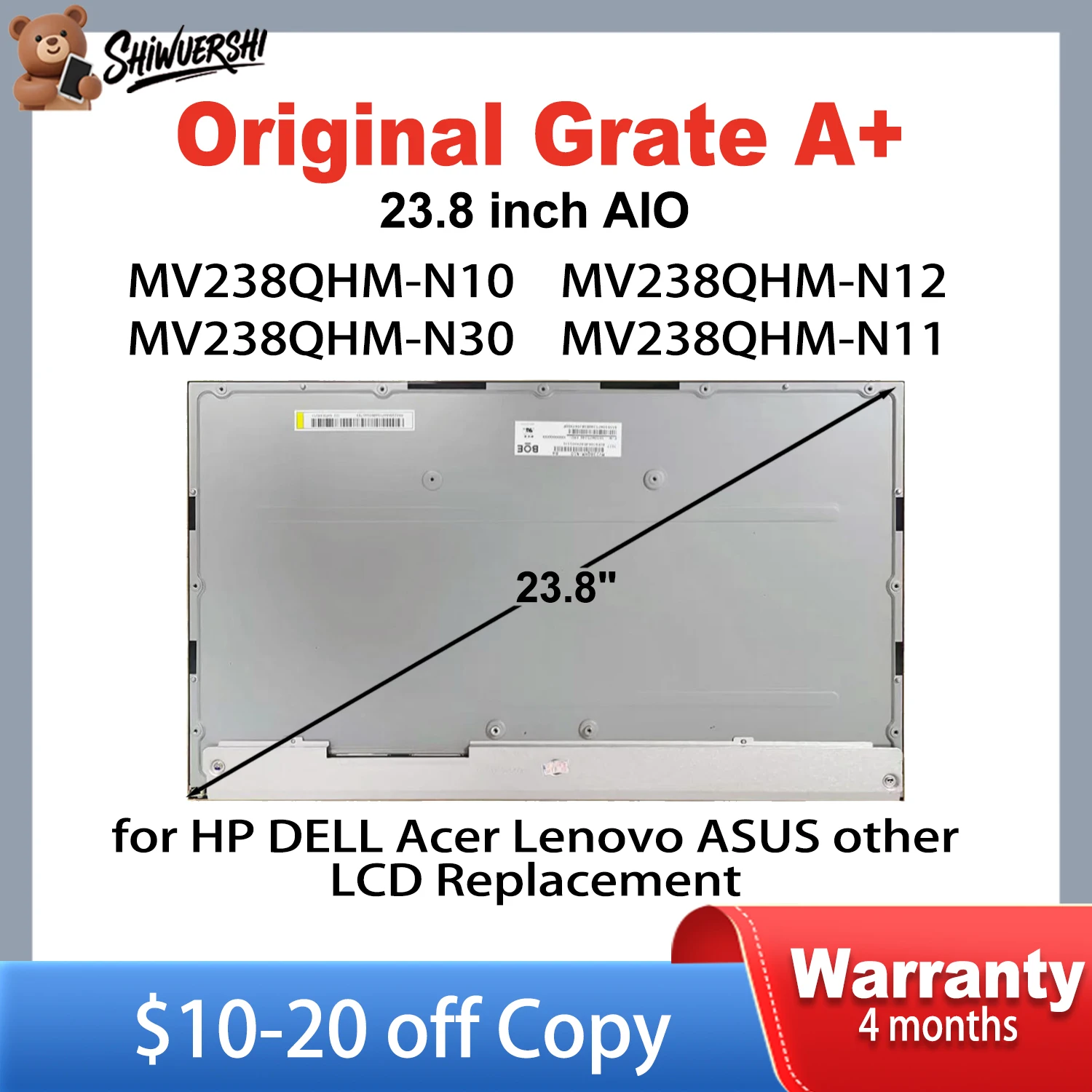 

Оригинальный монитор A+ Aio 23,8 дюйма MV238QHM-N10 MV238QHM-N12 MV238QHM-N30 MV238QHM-NX1