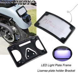 Motorcycle Curved License Plate Frame Relocation W/ LED Light For Harley XLH1100 XL1200 C/L/R XR1000 XLS FXD FXDB FXDC FXDX FXDP