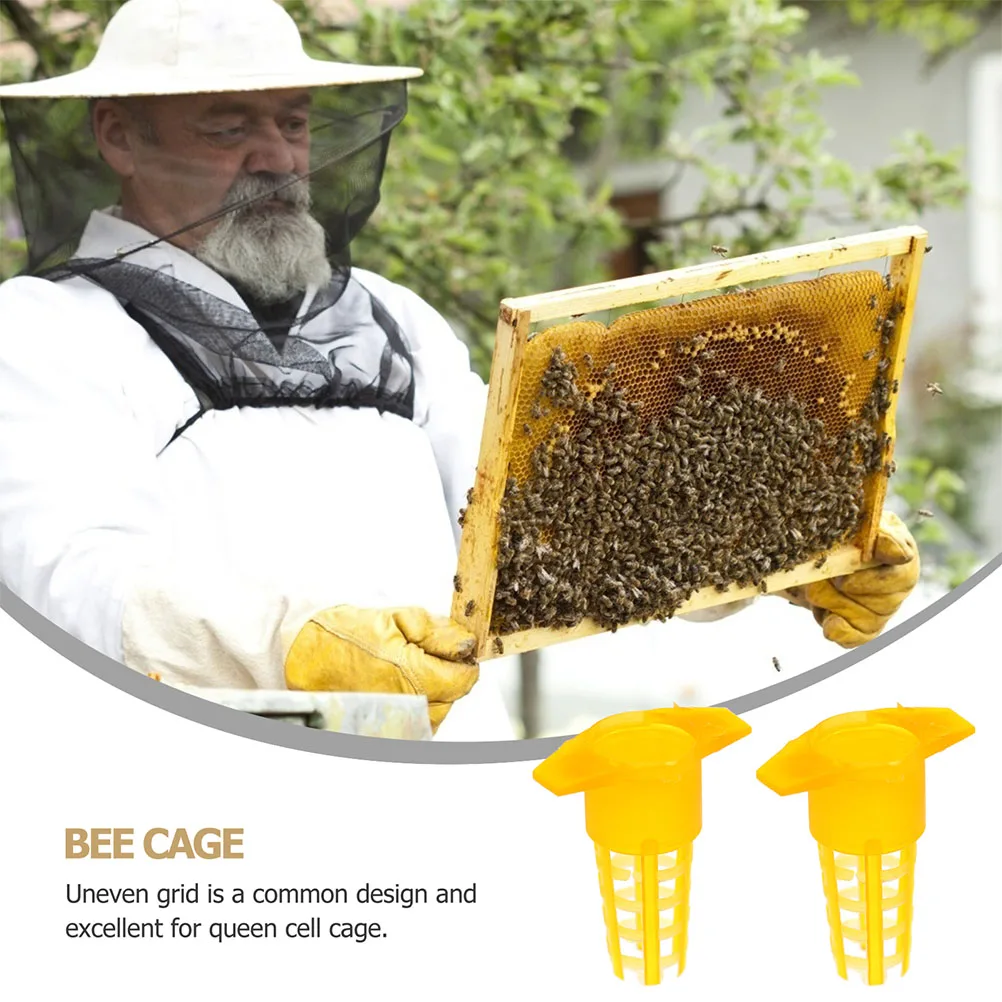 

50 Pcs Bee Breeding Cage Rearing Cups Incubation Bases Tools Supplies Protective Cover Safe Storage Selected Material