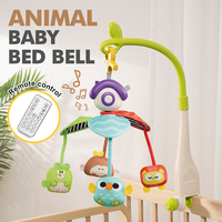 Baby Animal Remote Control Bed Bell Stroller Toys 0-12 Month Music Lights Rotating Bedside Newborn Grab Hanging Bed Rattle Game
