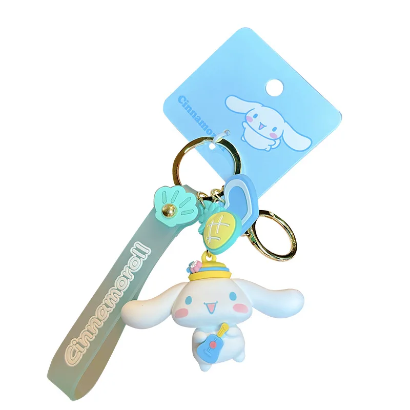 Kawaii Genuine Sanrio Keychain Action Figures Refreshing Summer Cartoon Anime MyMelody Kuromi Car Key Ring Bag Pendant Gift