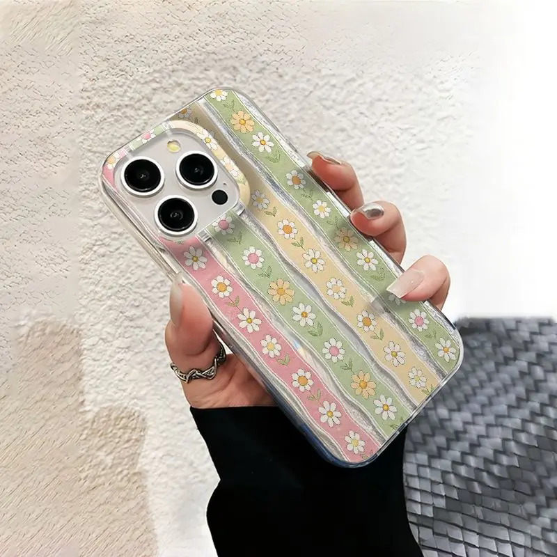 

Korean Cute Case for Samsung Galaxy S25 S24 S23 S22 S21 Ultra FE Plus A05 A15 A55 Camera Protection for Male Flower Scenes Cover