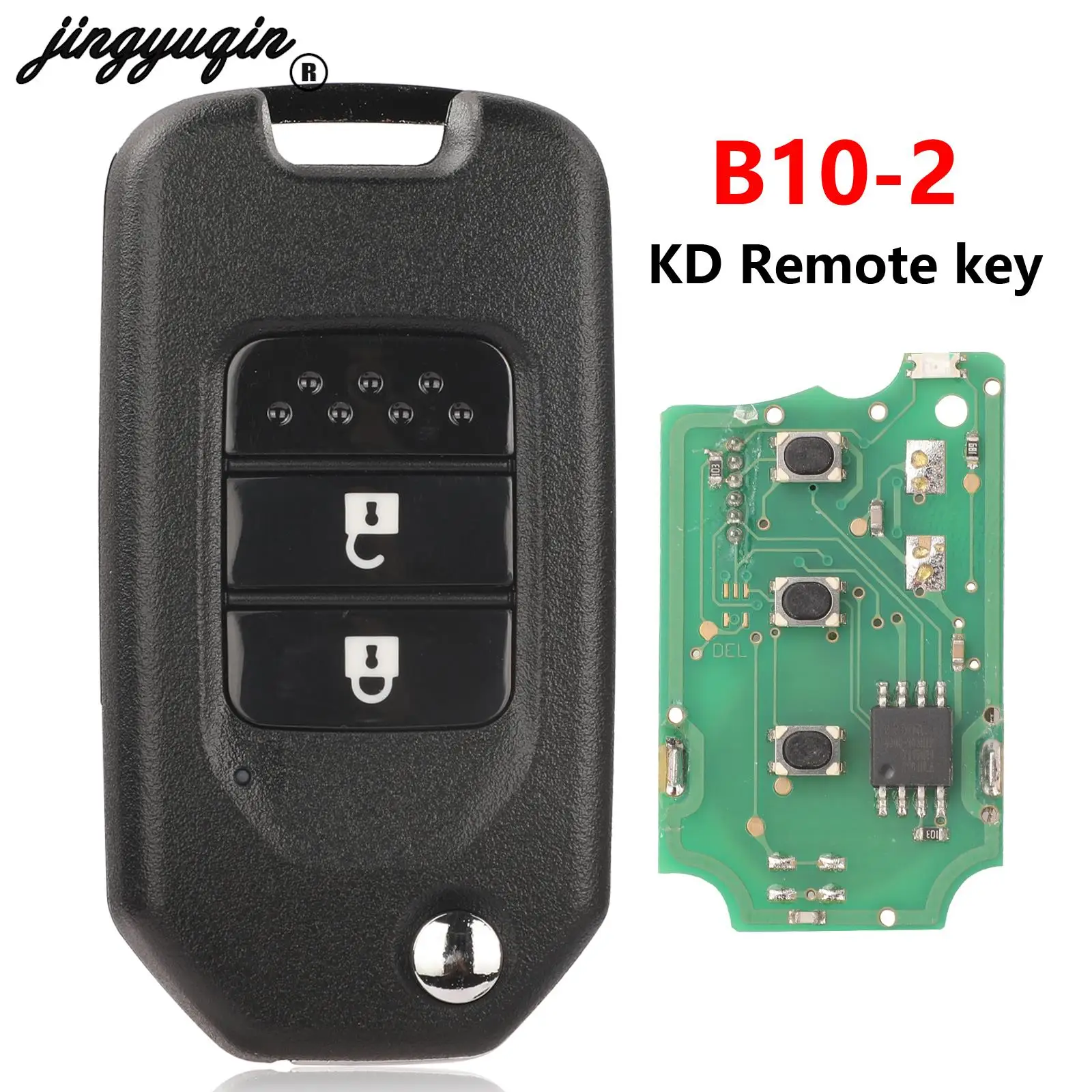 

jingyuqin 2 Buttons KD B10-2 Flip Remote Car Key for Honda For B10-2 KD900/KD-X2/KD MINI Programmer B Series Multifunction