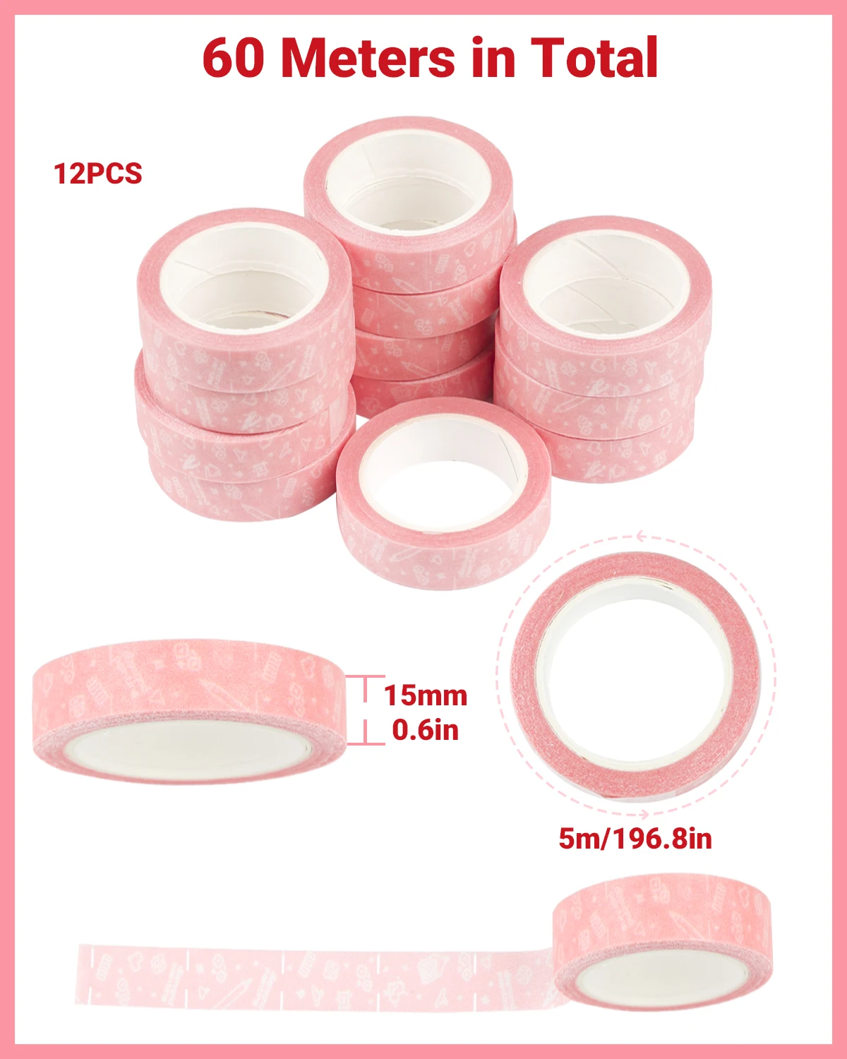12pcs Diamond Painting Tape Diamond Art Accessories and tools, Diamond Painting Masking Tape, Diamond Art Supplies Pink Tape