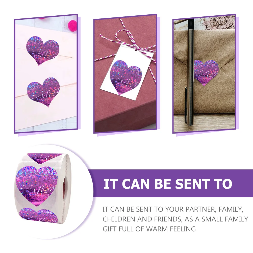 Purple Heart Sticker Water Bottle Stickers for Baking Sealing Label Packing Scrapbooking Paper Labels