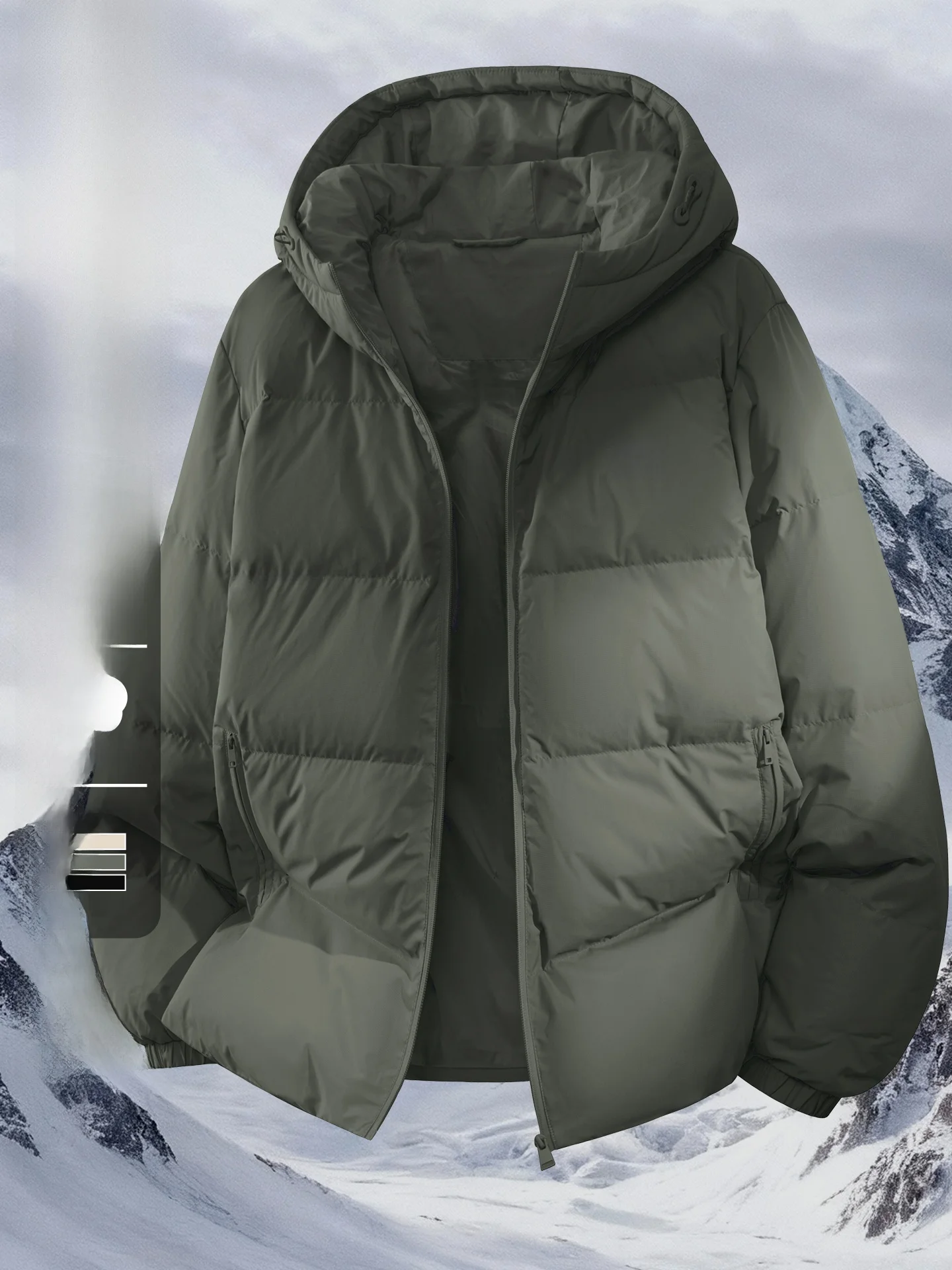 

Утепленная зимняя куртка с капюшоном, ветрозащитная, для активного отдыха, на пуху, теплая, на молнии, повседневная