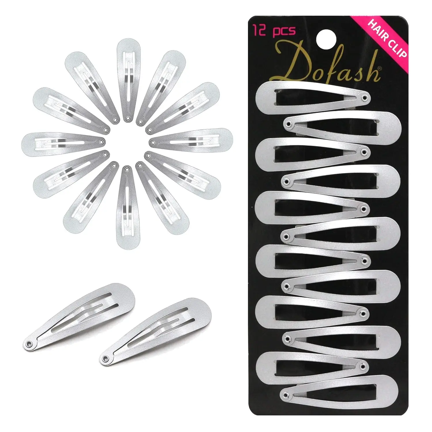 12PCS Snap Hair Clips For Women-Non Slip & Metal Hair Barrettes, 5cm 2'' Small Clips For Thin & Fine Hair, Silver Grey