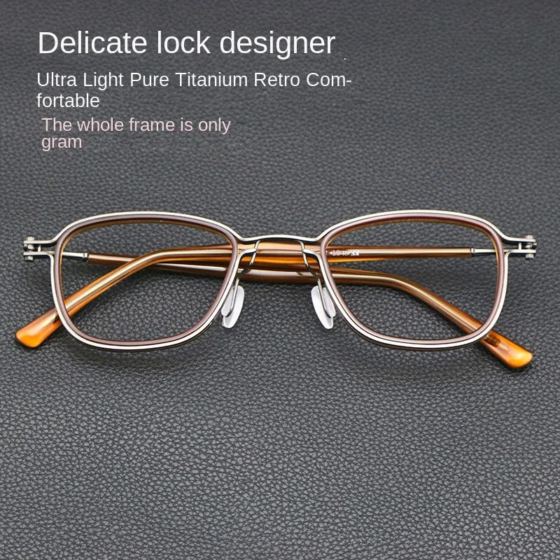 

Japanese pure titanium glasses frame business casual square glasses frame height myopia glasses frame