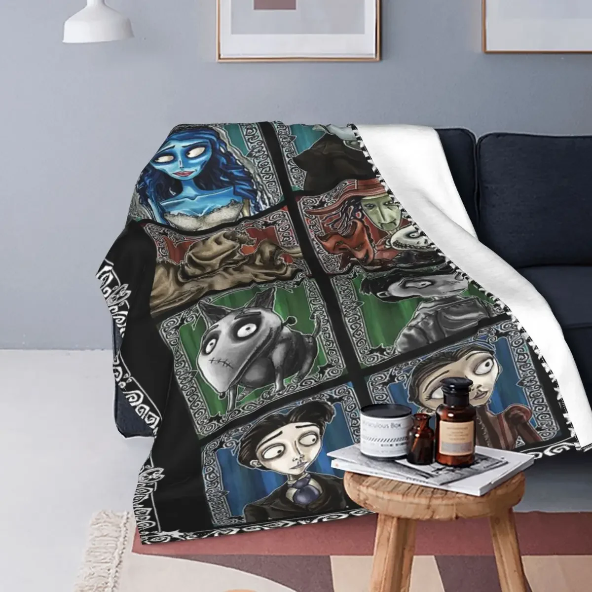 

Tim Burton's Corpse Bride Baby Blanket Flannel Winter Anime Plaid Multi-function Lightweight Babe Carpets For Bed Bedroom Quilt