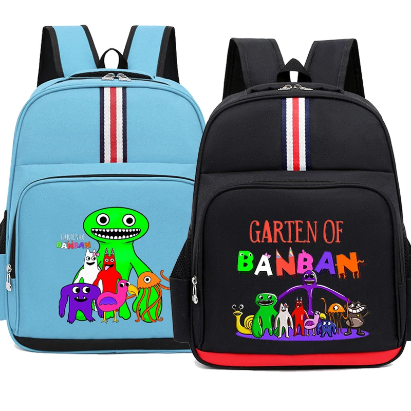 Mochila para niños con estampado de dibujos animados de Garten Of BanBan, con bolsillo frontal, para niños y niñas, juego de Anime, mochilas escolares de gran capacidad