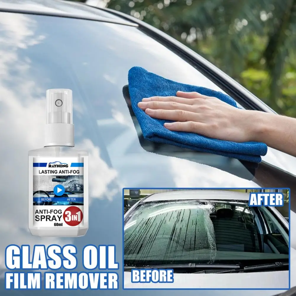 

60ml Anti-fog Spray 3 in 1 Rainproof Car Front Back Windscreen Antifogging Agent Auto Front Back Windshield Anti-fog Spray