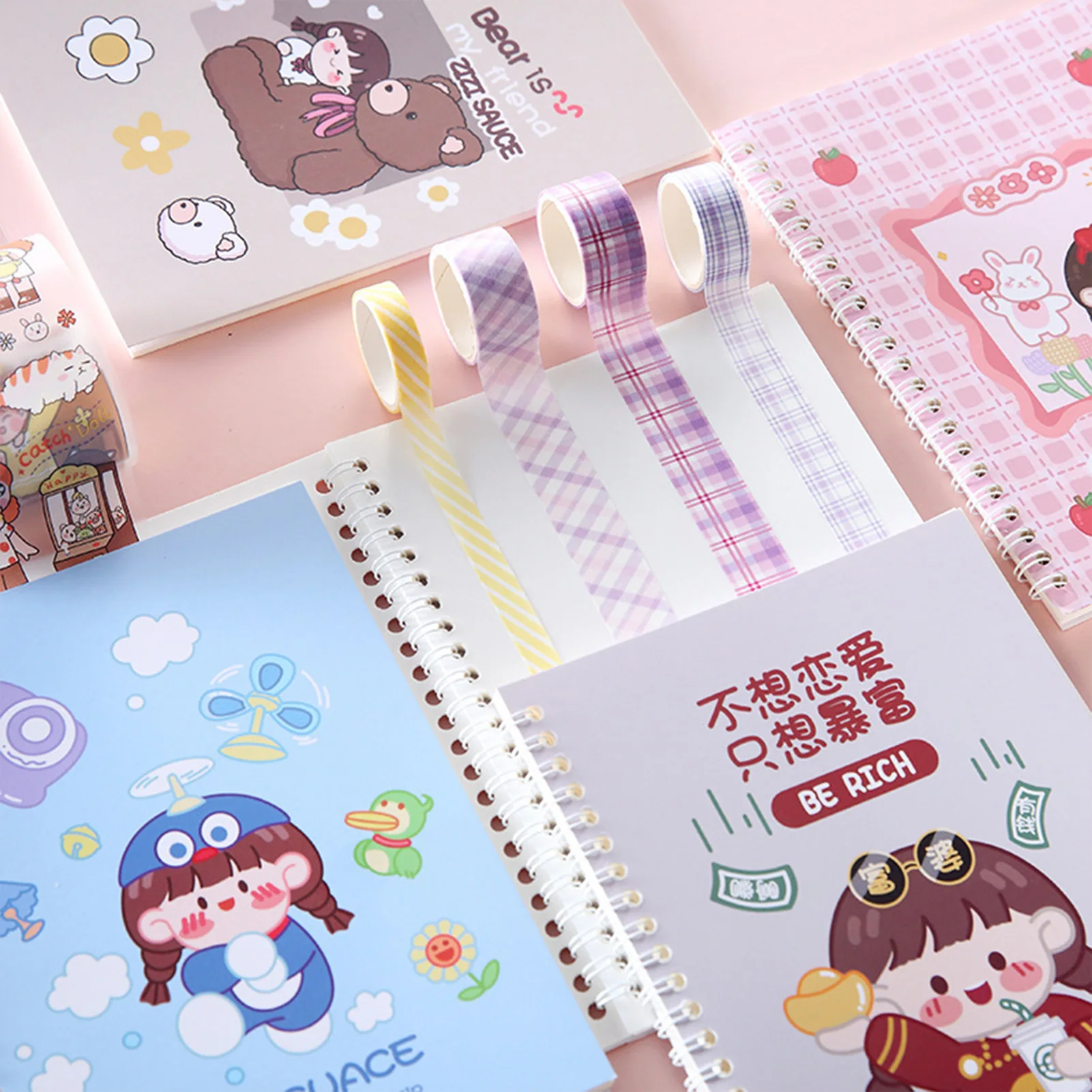 A5 Size Double-Sided Release Notebook Portable Sticker Collection Accessories 24 Sheets Cute Coil Washi Tape Collecting Book